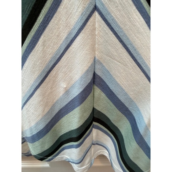 White House Black Market Striped V-Neck Cap Sleeve Top Blue Green XXS - Picture 3 of 9